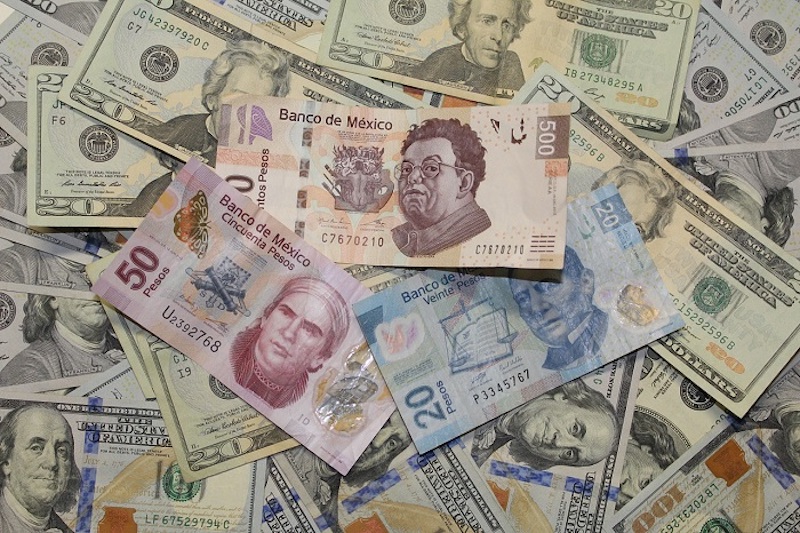 Money peso and dollars